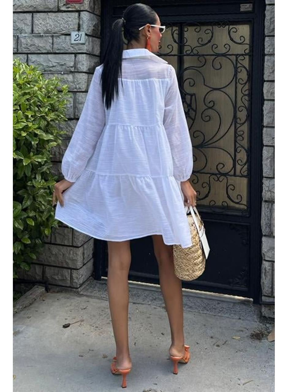 Gömlek Yaka Pileli Elbise 2898