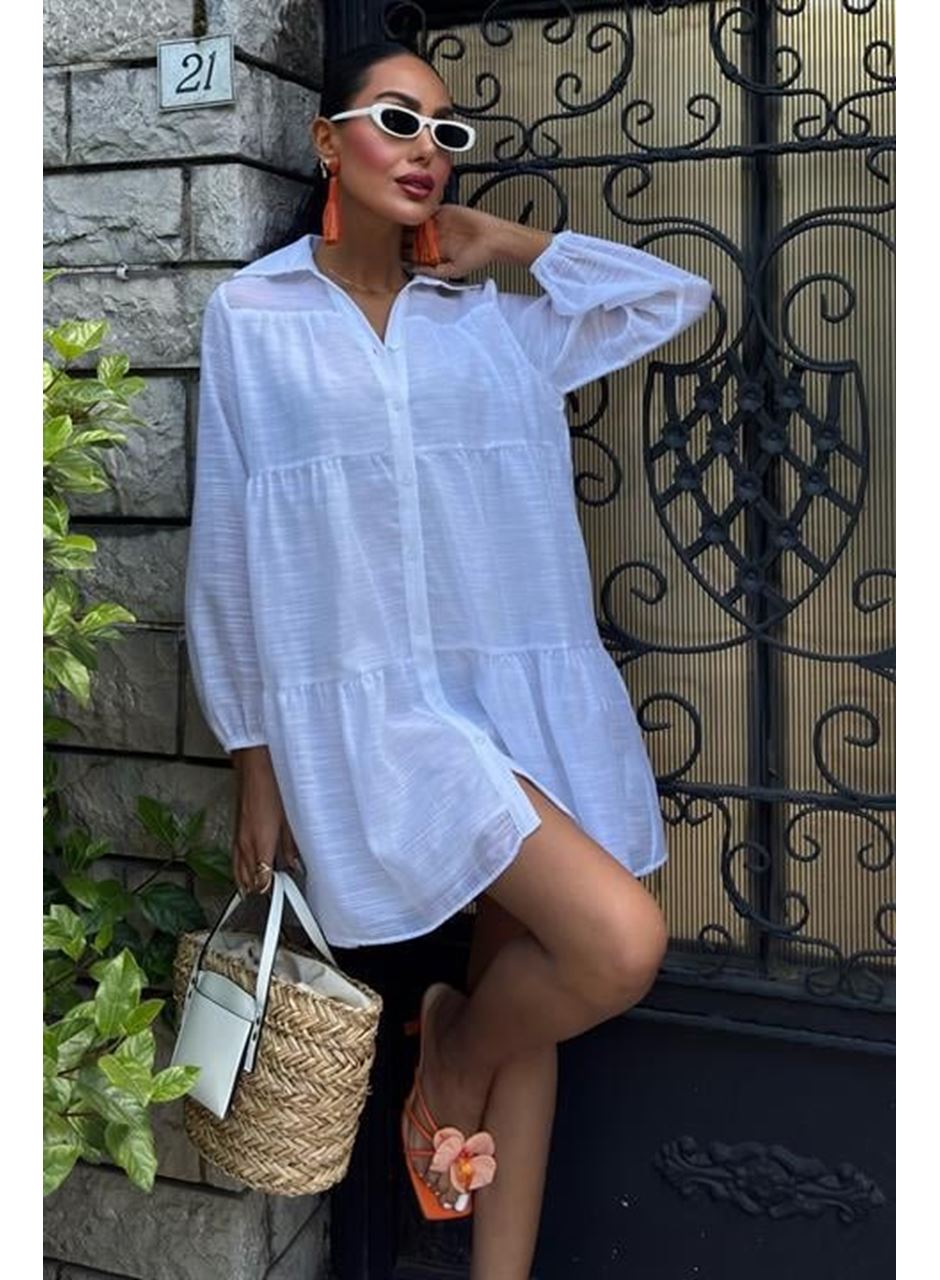 Gömlek Yaka Pileli Elbise 2898