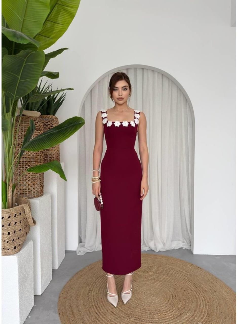 Mıng Çiçek Detaylı Elbise