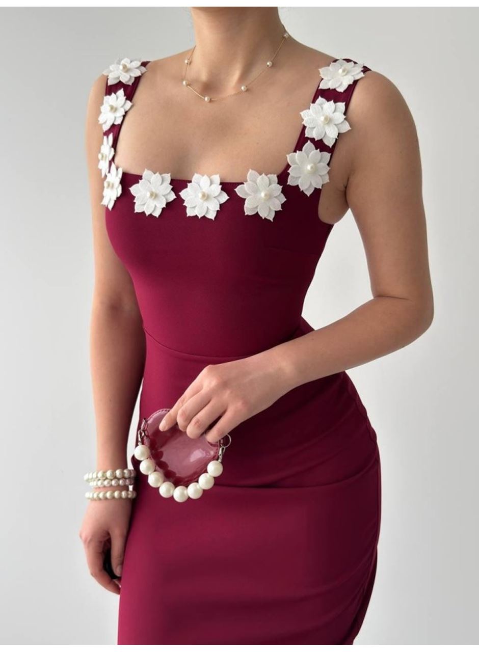 Mıng Çiçek Detaylı Elbise