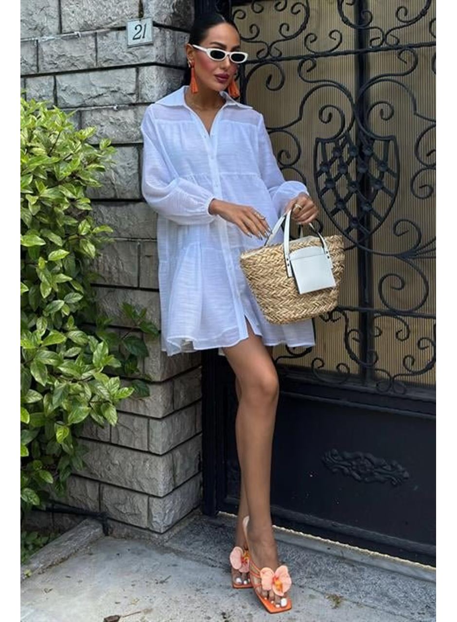 Gömlek Yaka Pileli Elbise 2898