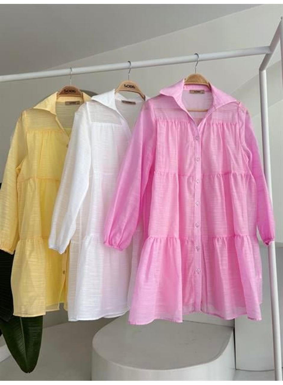 Gömlek Yaka Pileli Elbise 2898