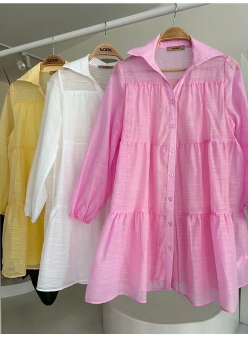 Gömlek Yaka Pileli Elbise 2898