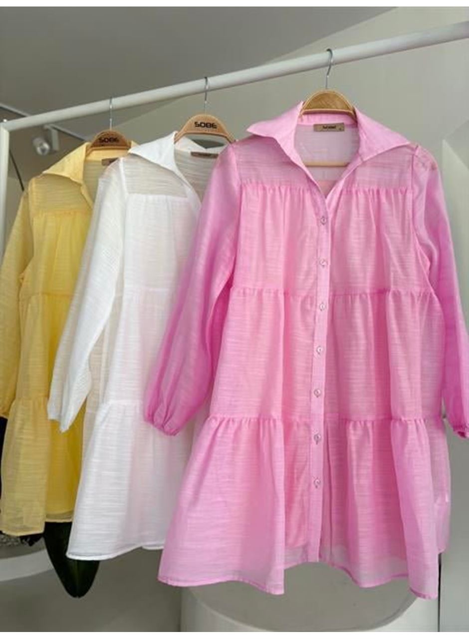 Gömlek Yaka Pileli Elbise 2898