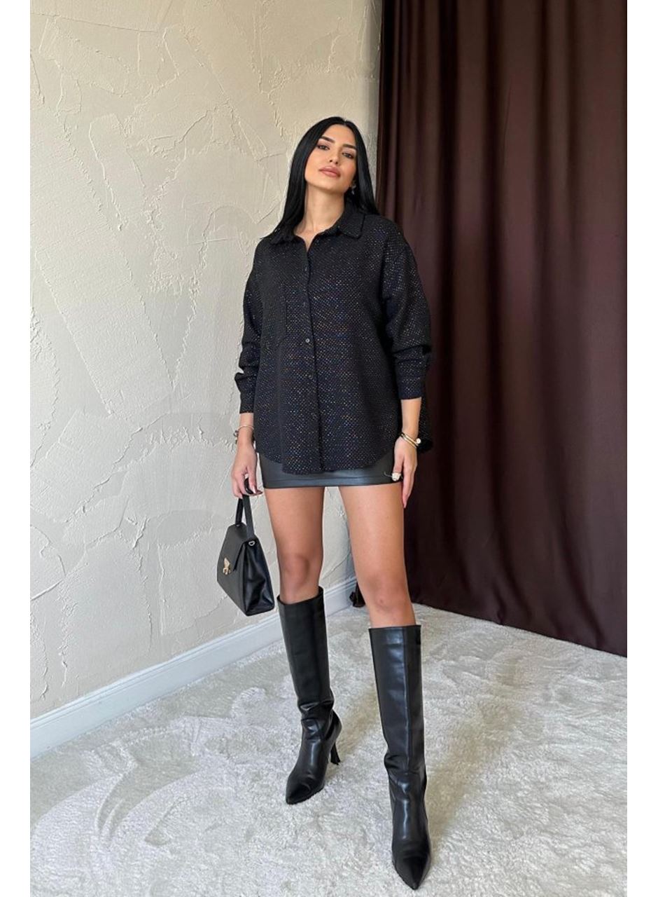 Siyah Işıltılı Gömlek