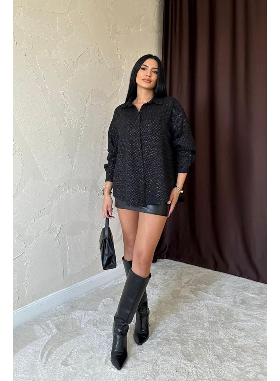 Siyah Işıltılı Gömlek