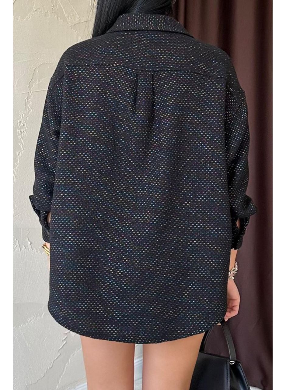 Siyah Işıltılı Gömlek