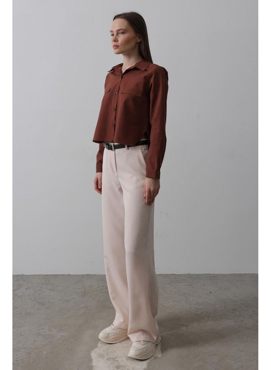 Kemerli Palazzo Pantolon - Pudra