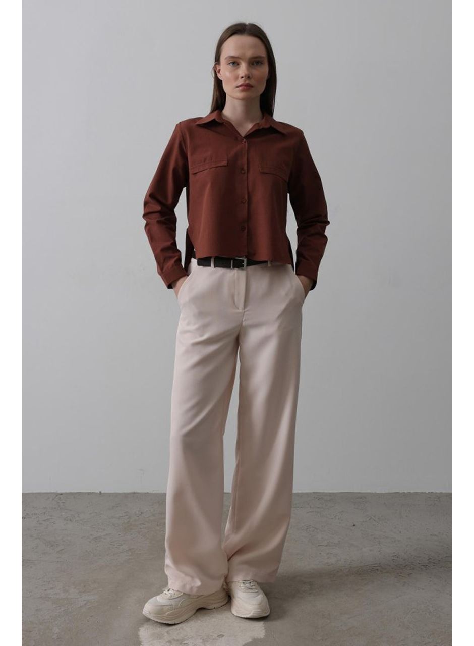 Kemerli Palazzo Pantolon - Pudra