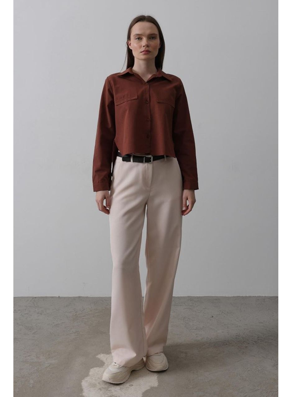 Kemerli Palazzo Pantolon - Pudra