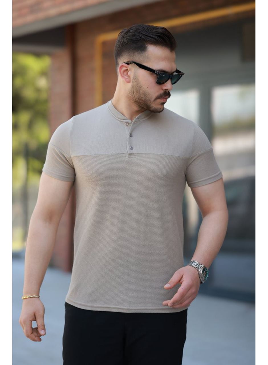 Erkek Hakim Yakalı Kısa Kollu Pamuklu T-shirt