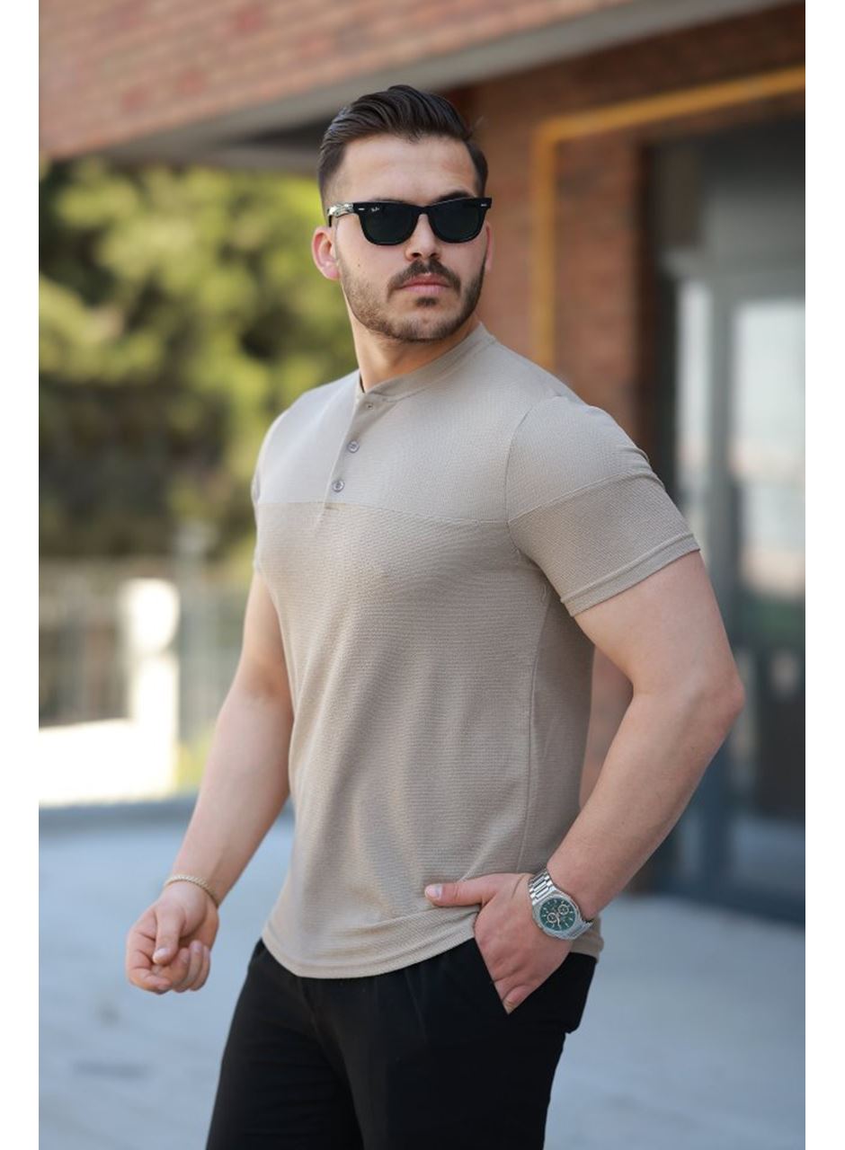 Erkek Hakim Yakalı Kısa Kollu Pamuklu T-shirt