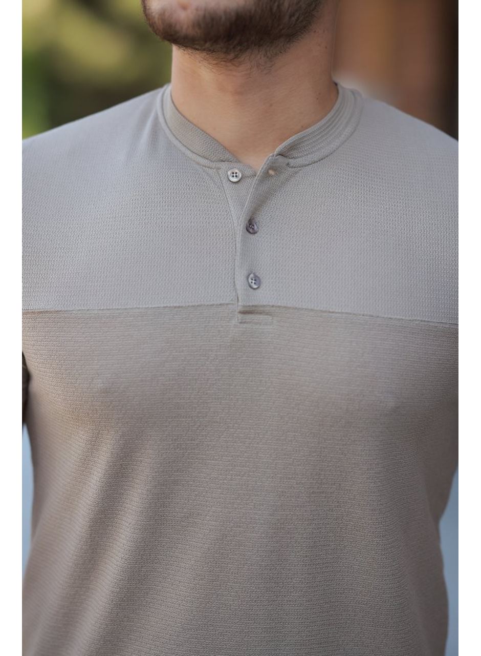 Erkek Hakim Yakalı Kısa Kollu Pamuklu T-shirt