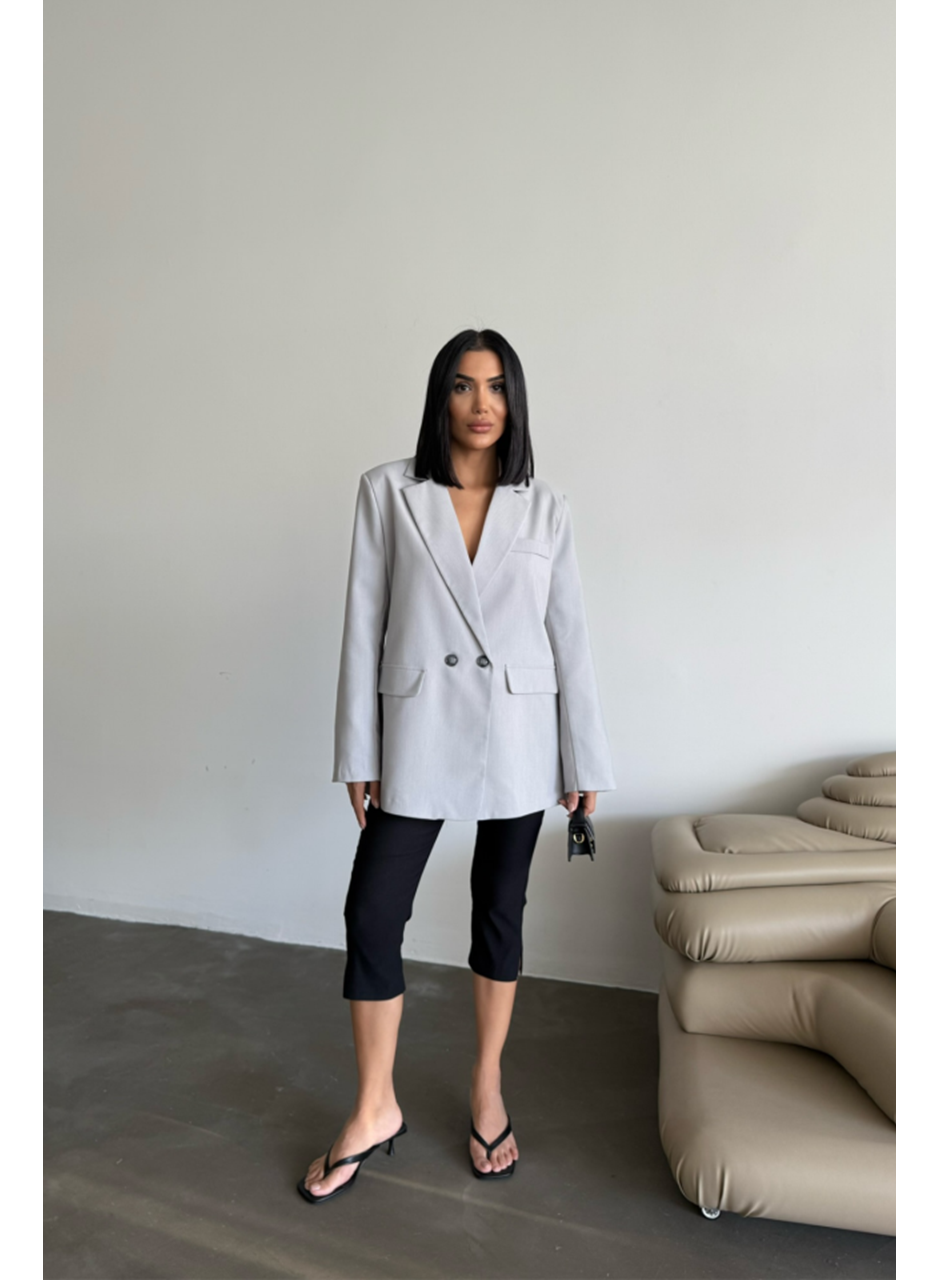 ARKASI YIRTMAÇ DETAYLI CEKET - Gri