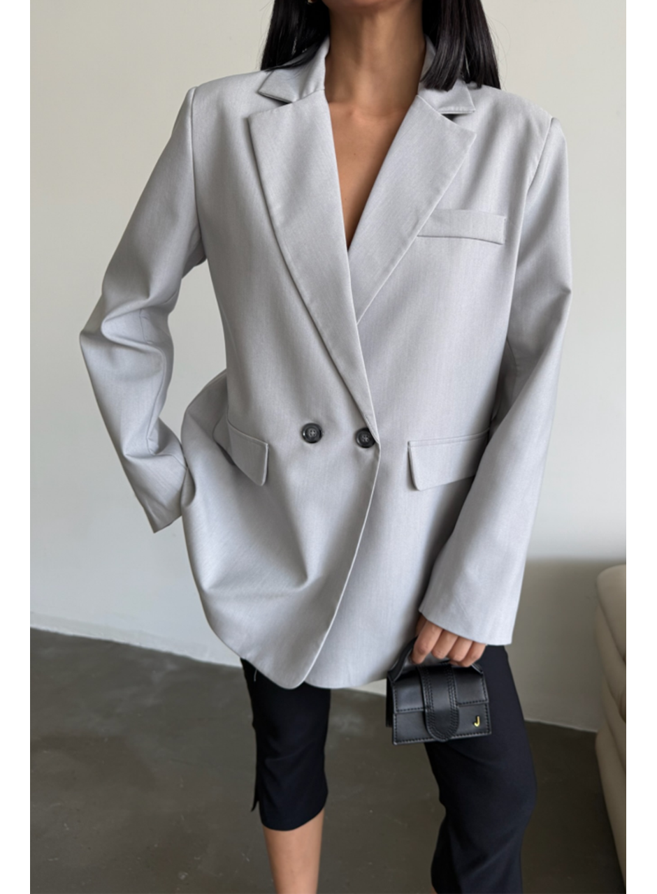 ARKASI YIRTMAÇ DETAYLI CEKET - Gri