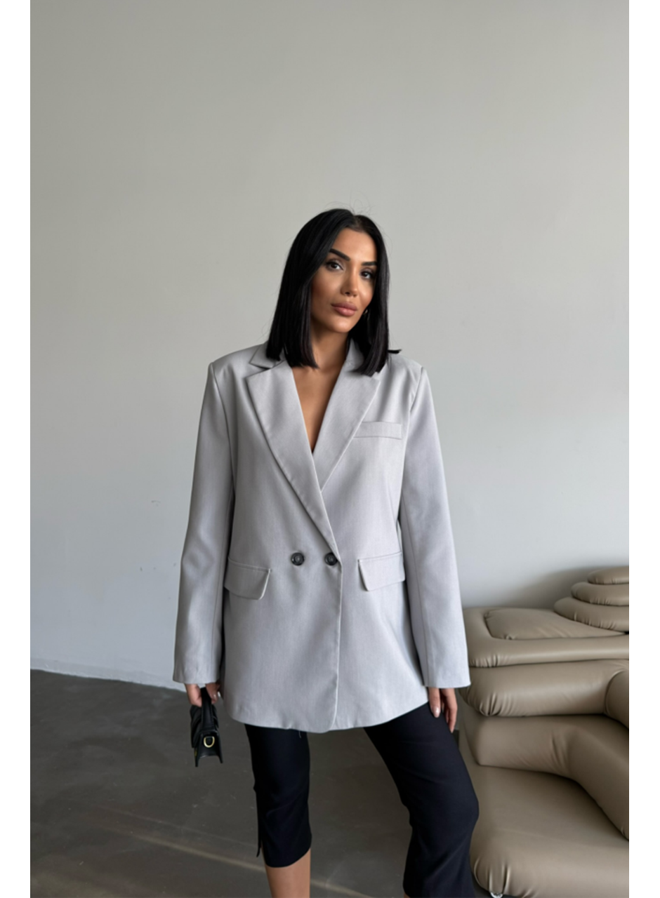 ARKASI YIRTMAÇ DETAYLI CEKET - Gri