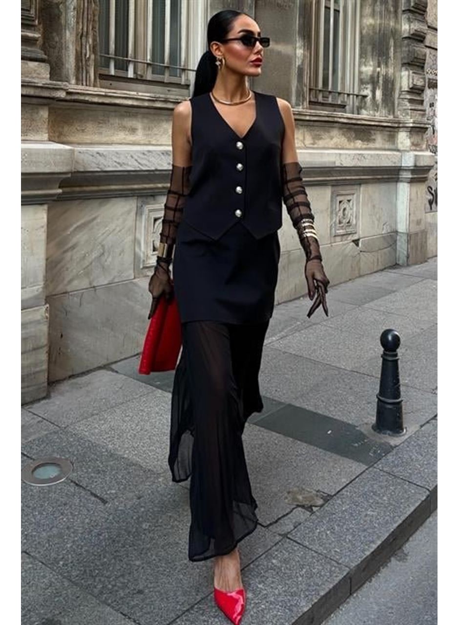 Yelek Ve Pilise Etekli Premium Takım 10096