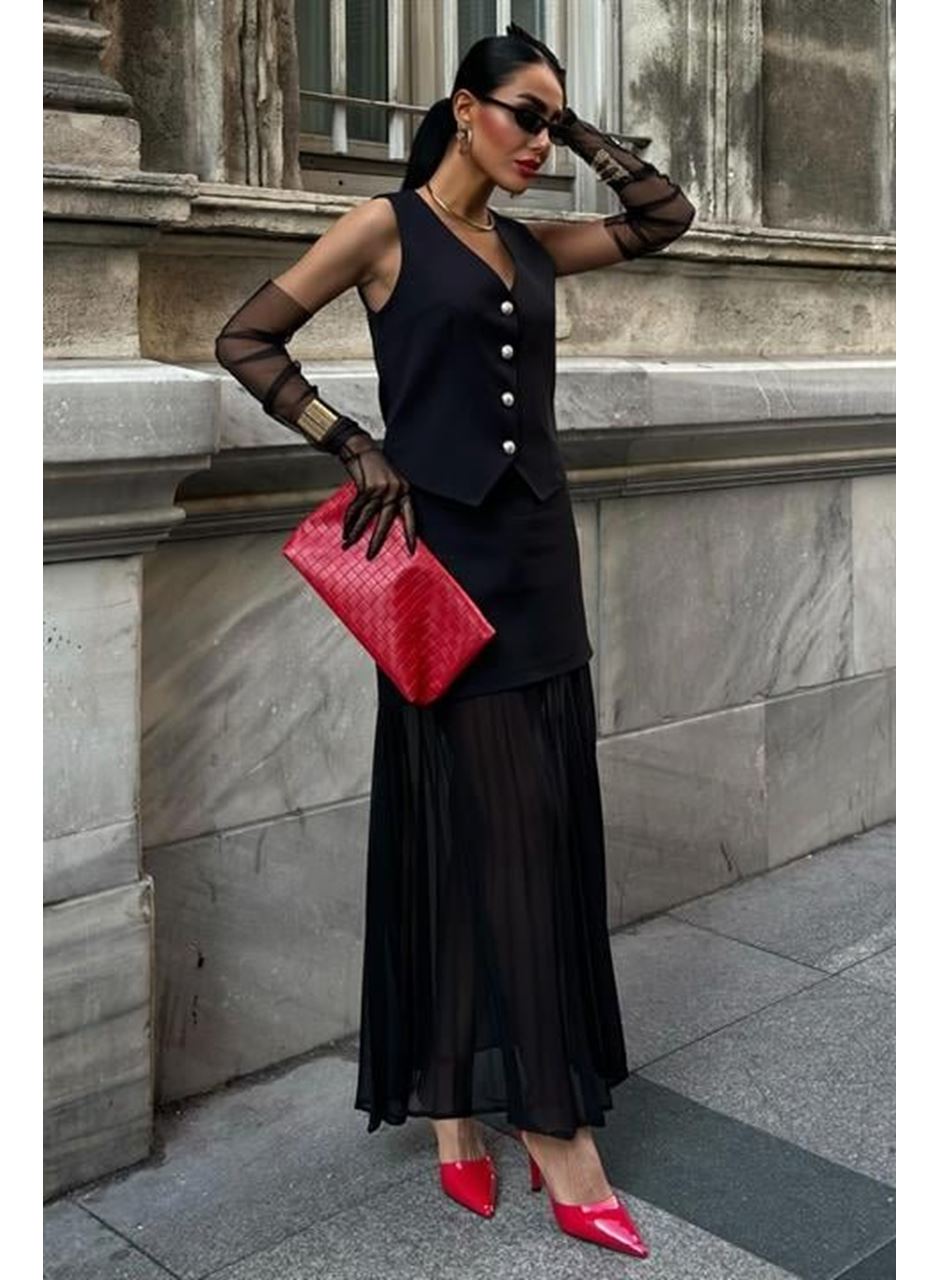 Yelek Ve Pilise Etekli Premium Takım 10096