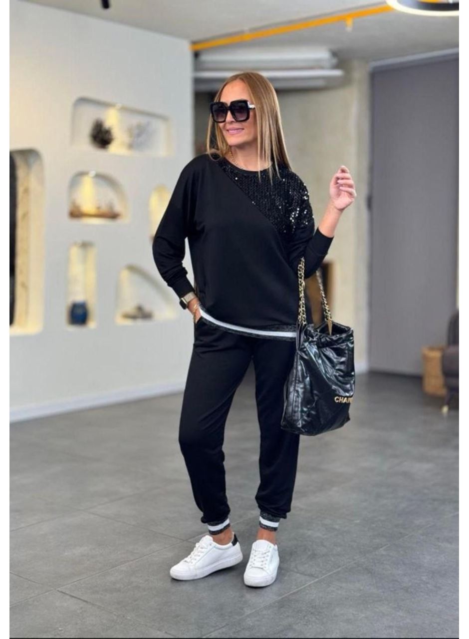 Kadın Modal Kumaş Payetli Sim Ve Ribanalı Detay Ikili Takım