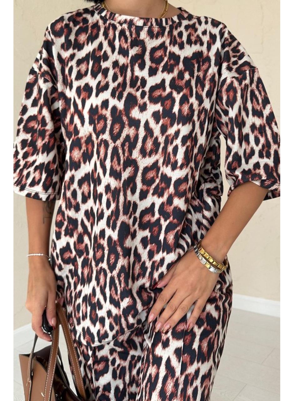 Leopar T-Shirt Ve Pantolon Takım