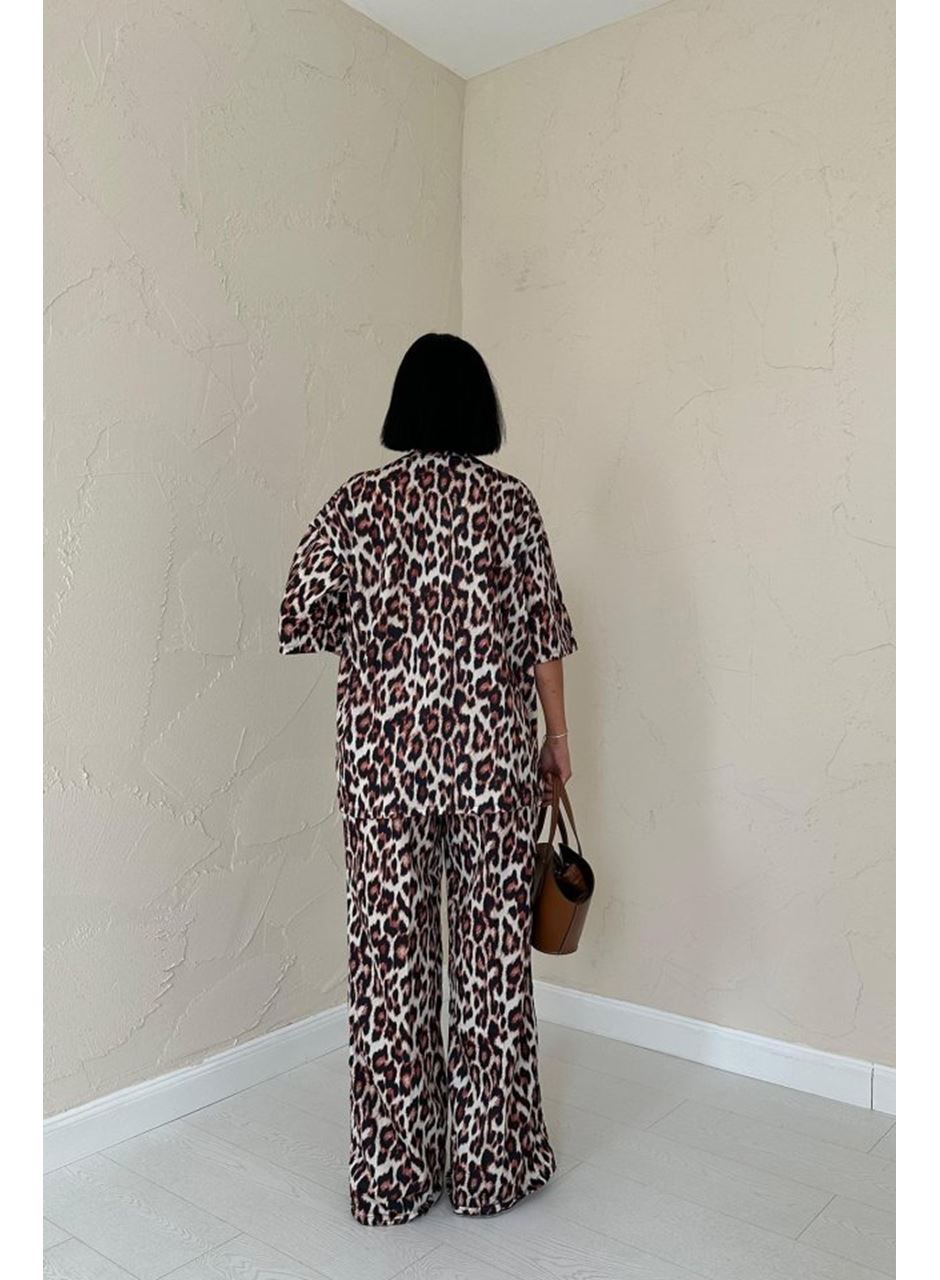 Leopar T-Shirt Ve Pantolon Takım