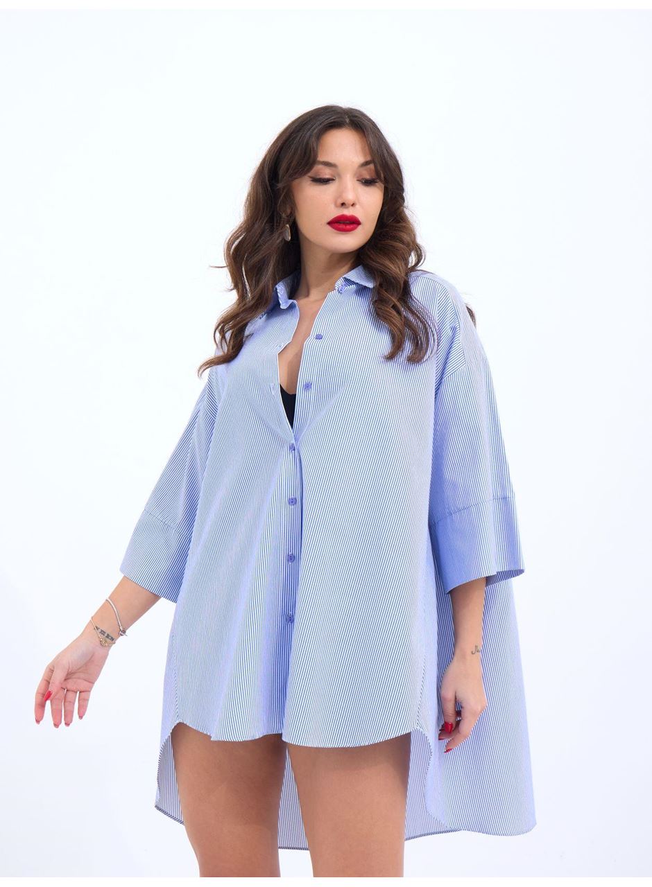 4328 GÖMLEK-MAVİ BEYAZ ÇİZGİLİ