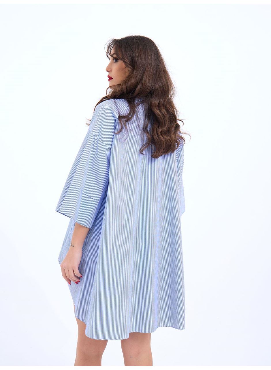 4328 GÖMLEK-MAVİ BEYAZ ÇİZGİLİ