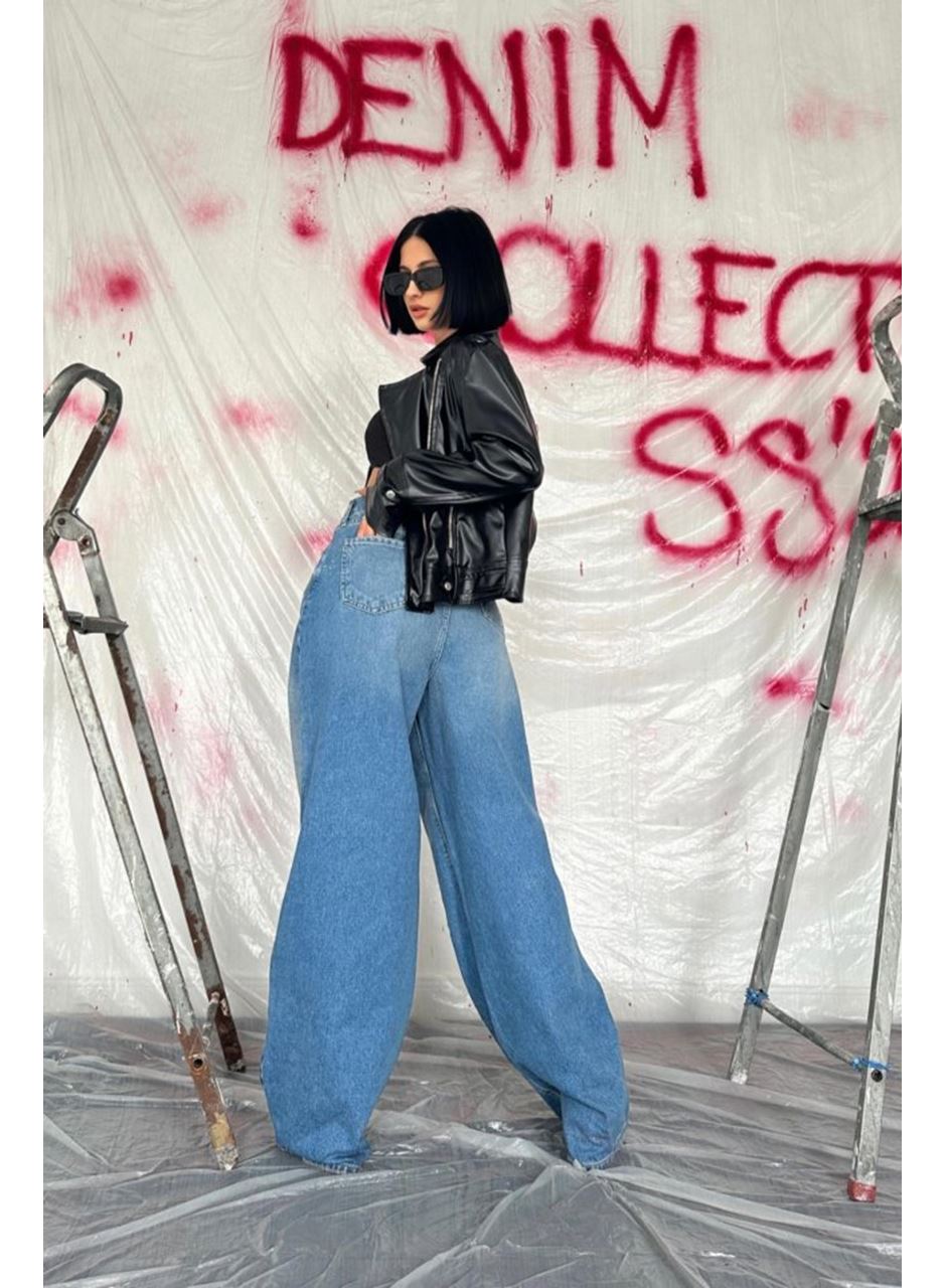 Mavi Geniş Paça Jeans Pantolon