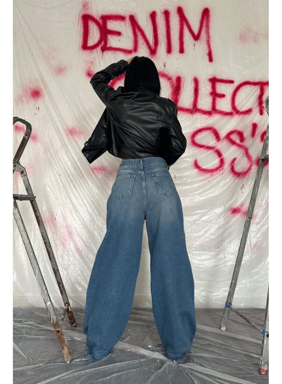 Mavi Geniş Paça Jeans Pantolon