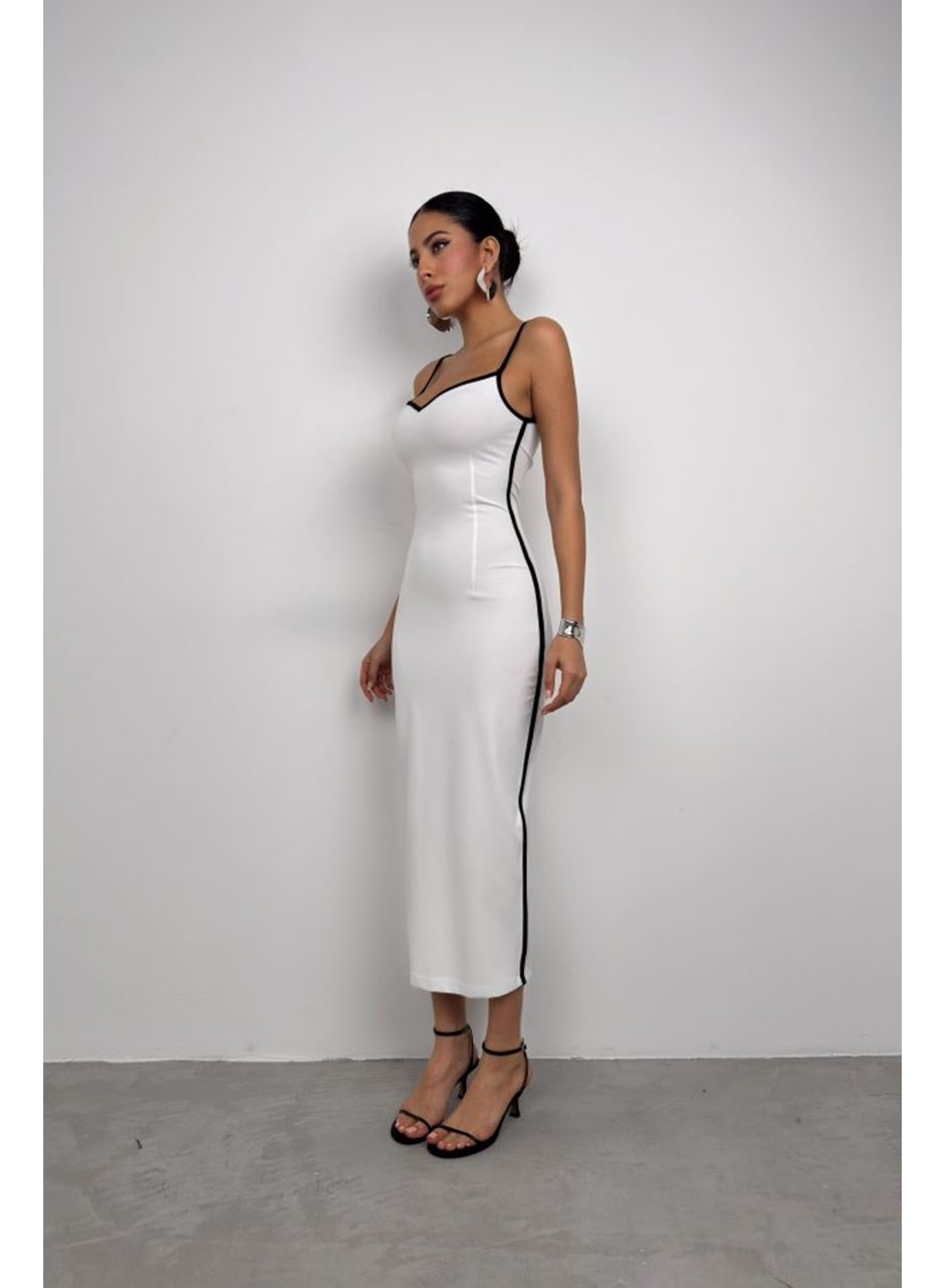 Biye Detay Askılı Kalp Yaka Elbise