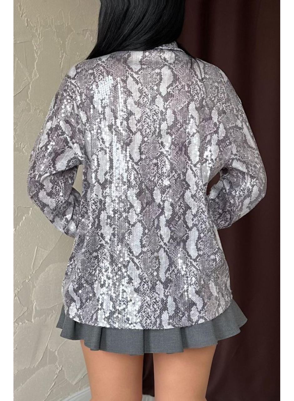 Gri Işıltılı Garni Gömlek