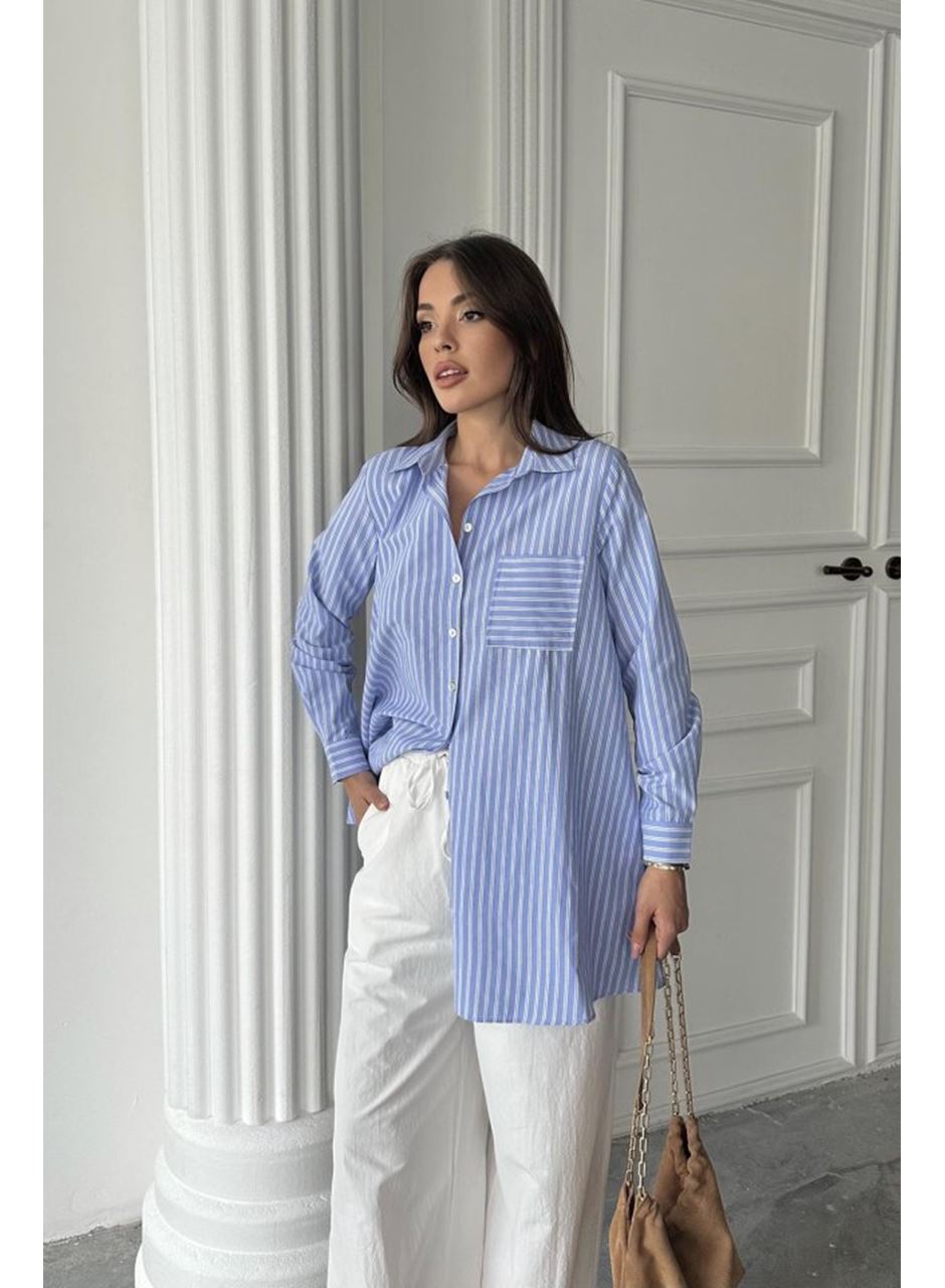 Mavi Çizgili Uzun Gömlek
