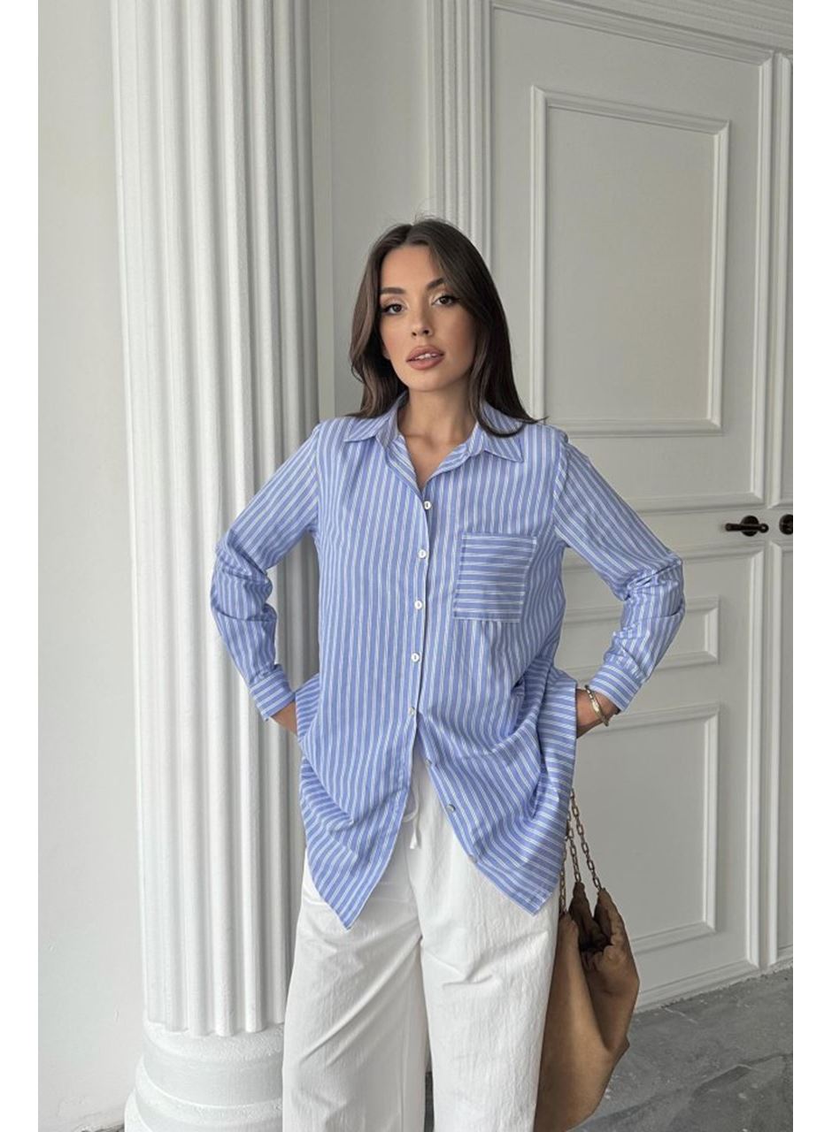 Mavi Çizgili Uzun Gömlek