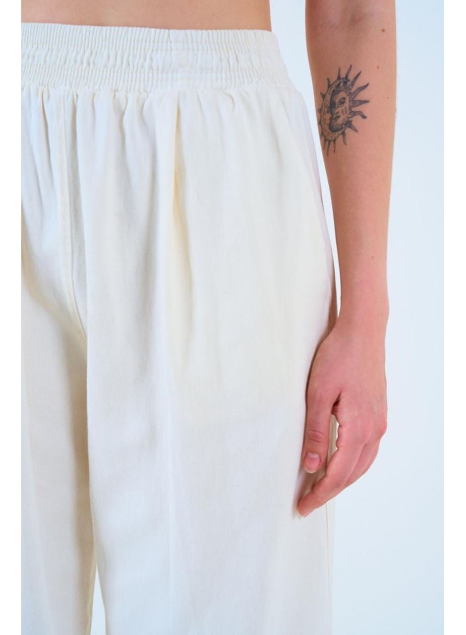 Beli Lastikli Palazo Pantolon - Taş