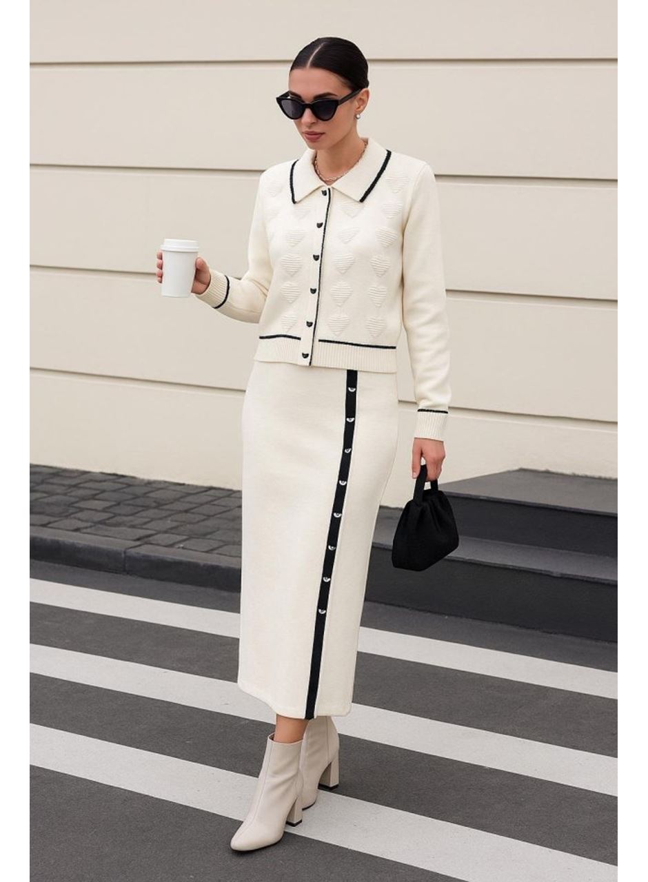 Kadın şerit Detay Ceket Ve Etek ıkılı Takım