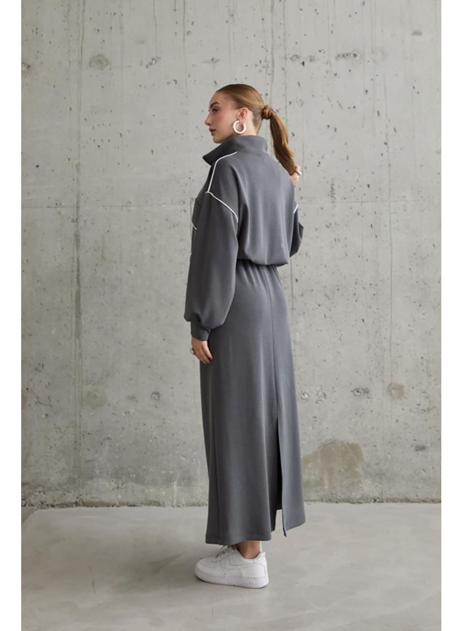 Füme Biyeli Sweatshirt Ve Etek Takım