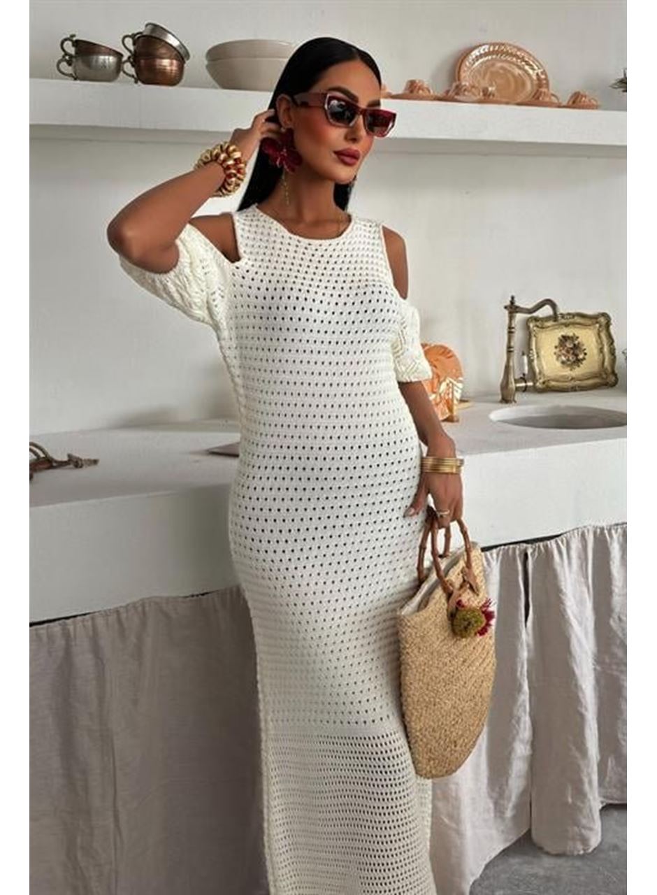 Omuz Detaylı Etek Ücü Püsküllü Triko Elbise 2862