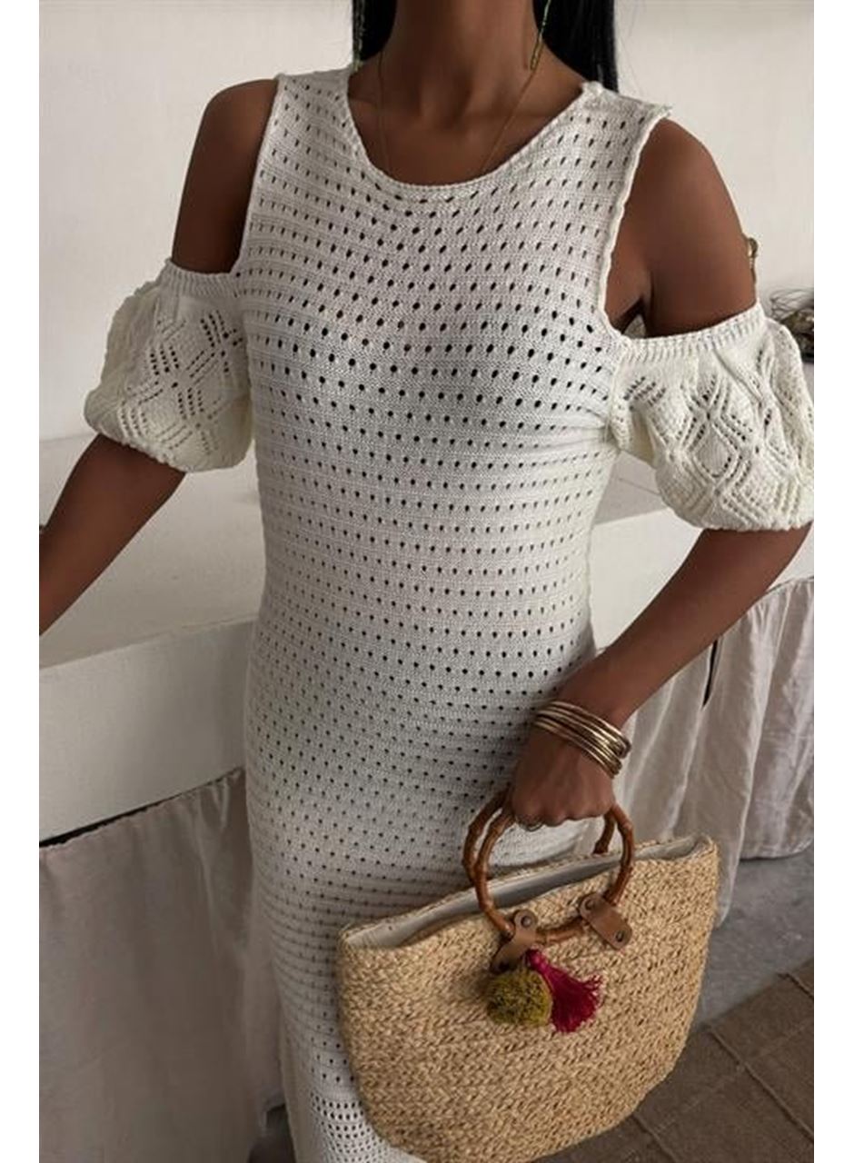 Omuz Detaylı Etek Ücü Püsküllü Triko Elbise 2862