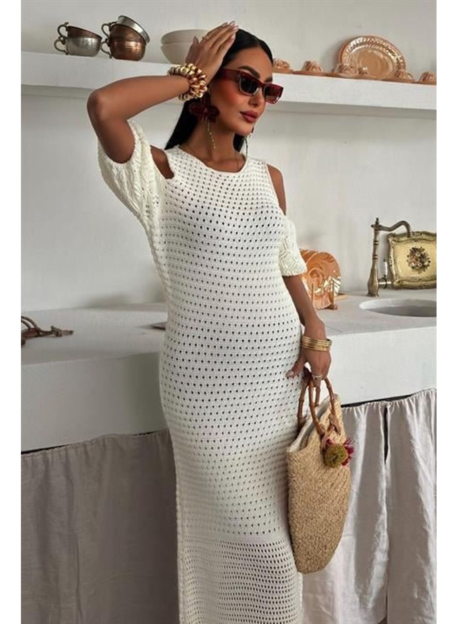 Omuz Detaylı Etek Ücü Püsküllü Triko Elbise 2862