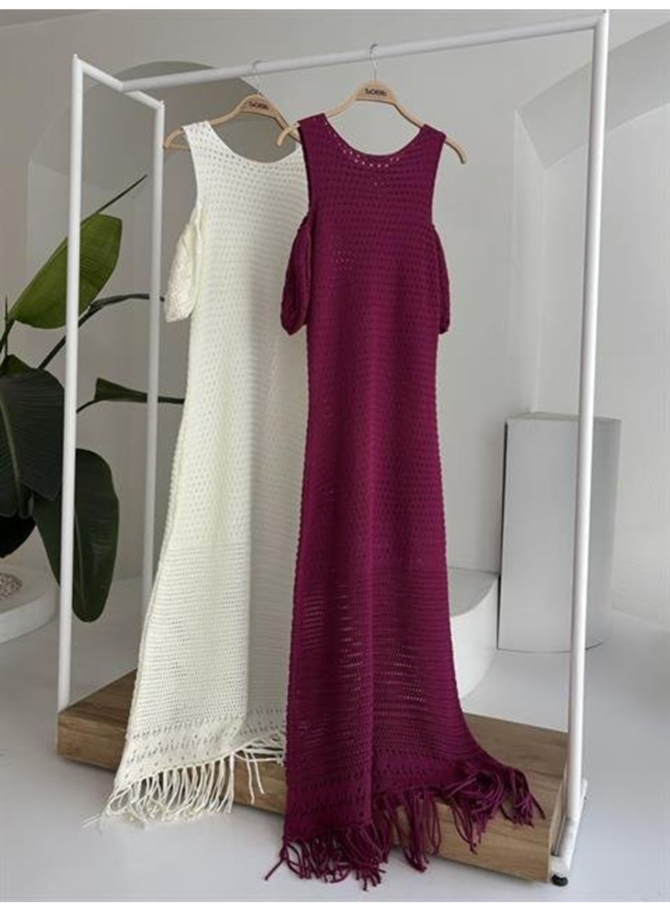 Omuz Detaylı Etek Ücü Püsküllü Triko Elbise 2862