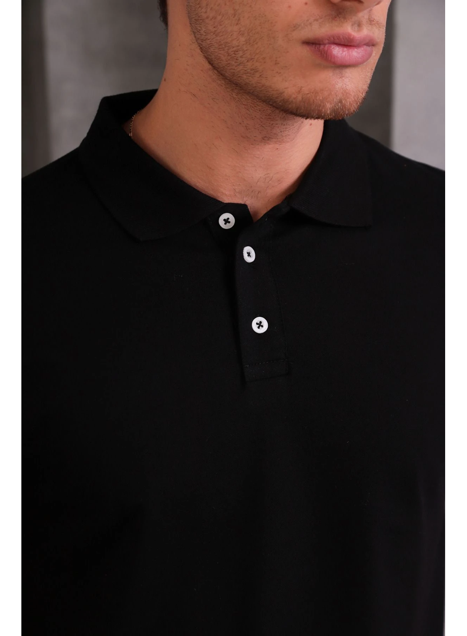 Erkek Slim Fit Pamuklu Yumuşak Doku Nefes Alan Kumaş Yakalı Tişört