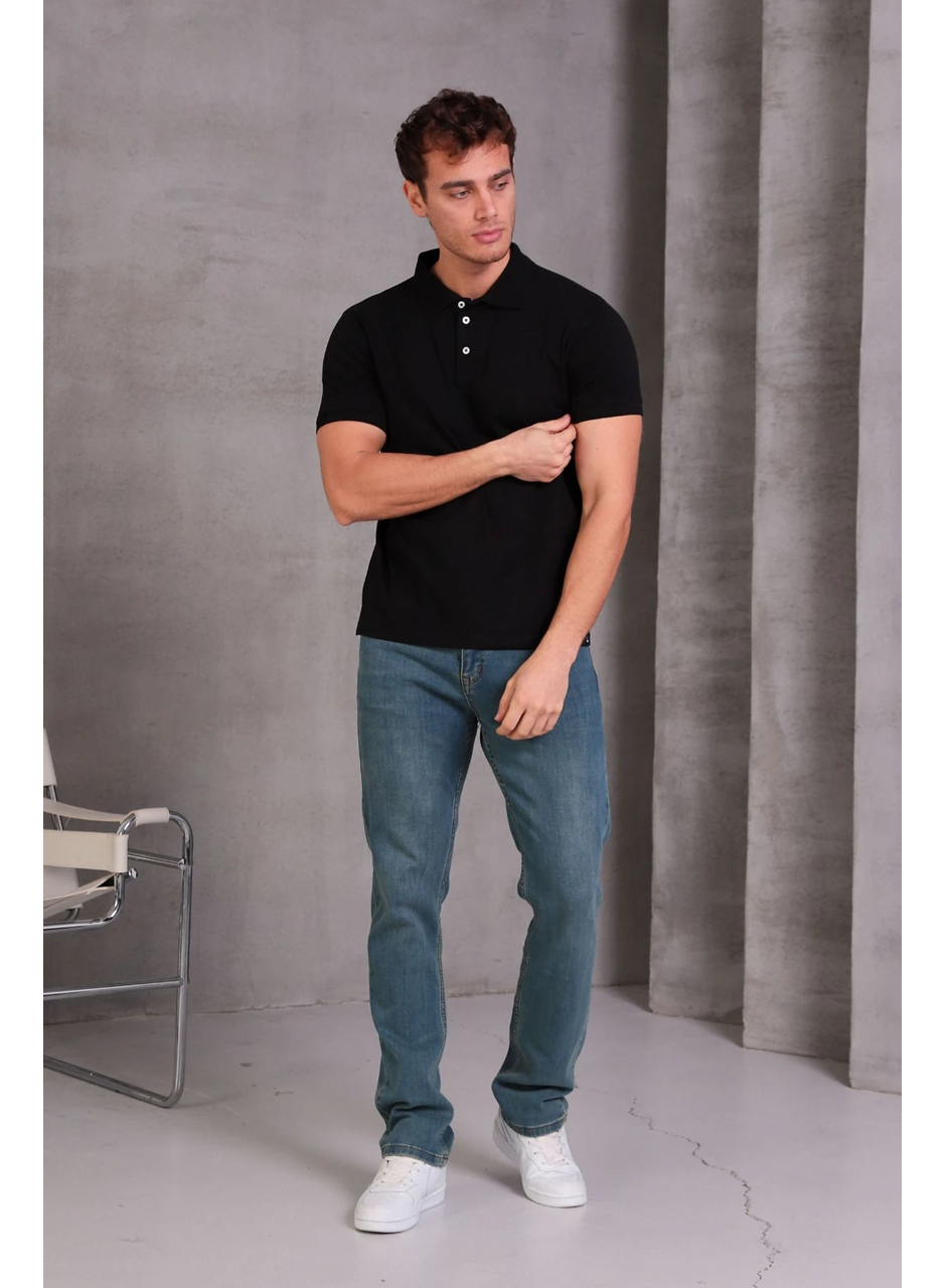 Erkek Slim Fit Pamuklu Yumuşak Doku Nefes Alan Kumaş Yakalı Tişört