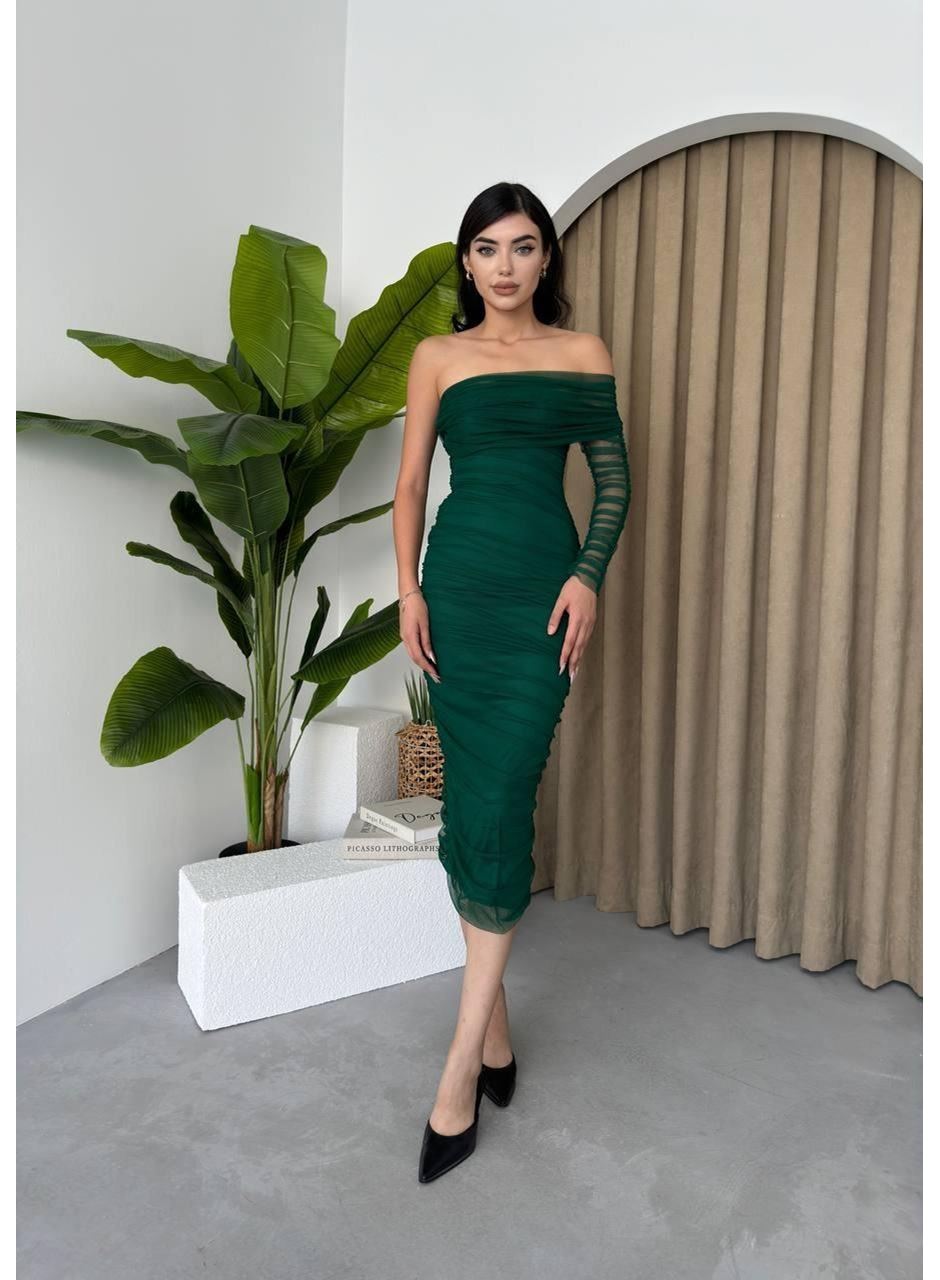 Polack Tek Omuz Tül Elbise