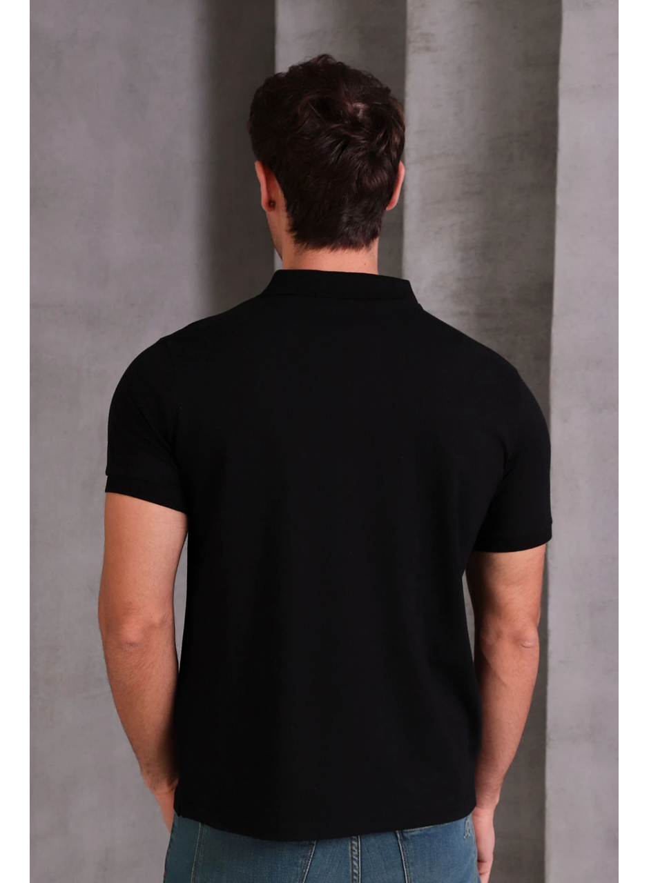 Erkek Slim Fit Pamuklu Yumuşak Doku Nefes Alan Kumaş Yakalı Tişört