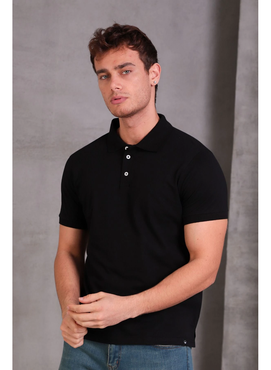 Erkek Slim Fit Pamuklu Yumuşak Doku Nefes Alan Kumaş Yakalı Tişört