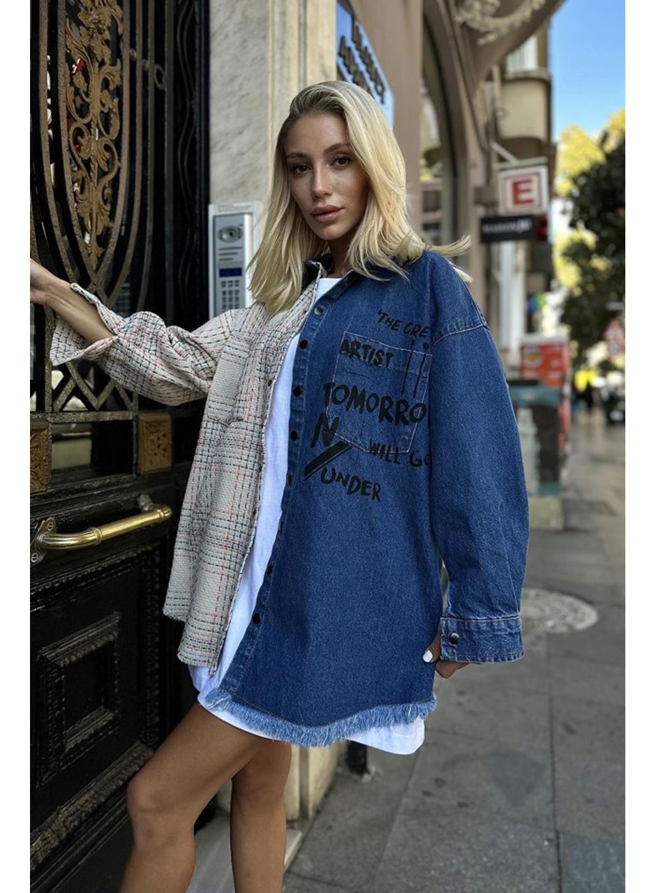 Bej Kot Garni Parçalı Gömlek