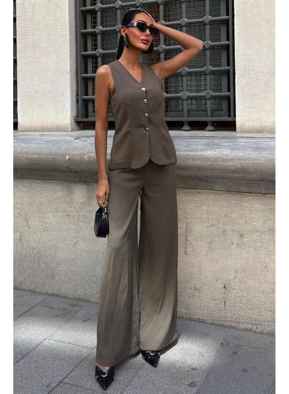 Arkası Bağcıklı Yelek Plazza Pantolon Modal Takım 10202-08