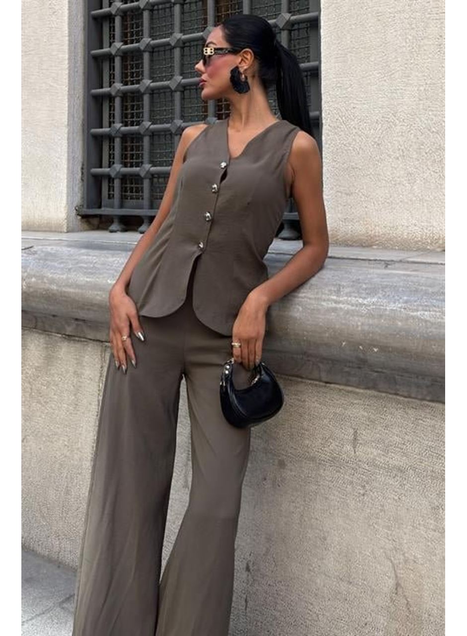 Arkası Bağcıklı Yelek Plazza Pantolon Modal Takım 10202-08