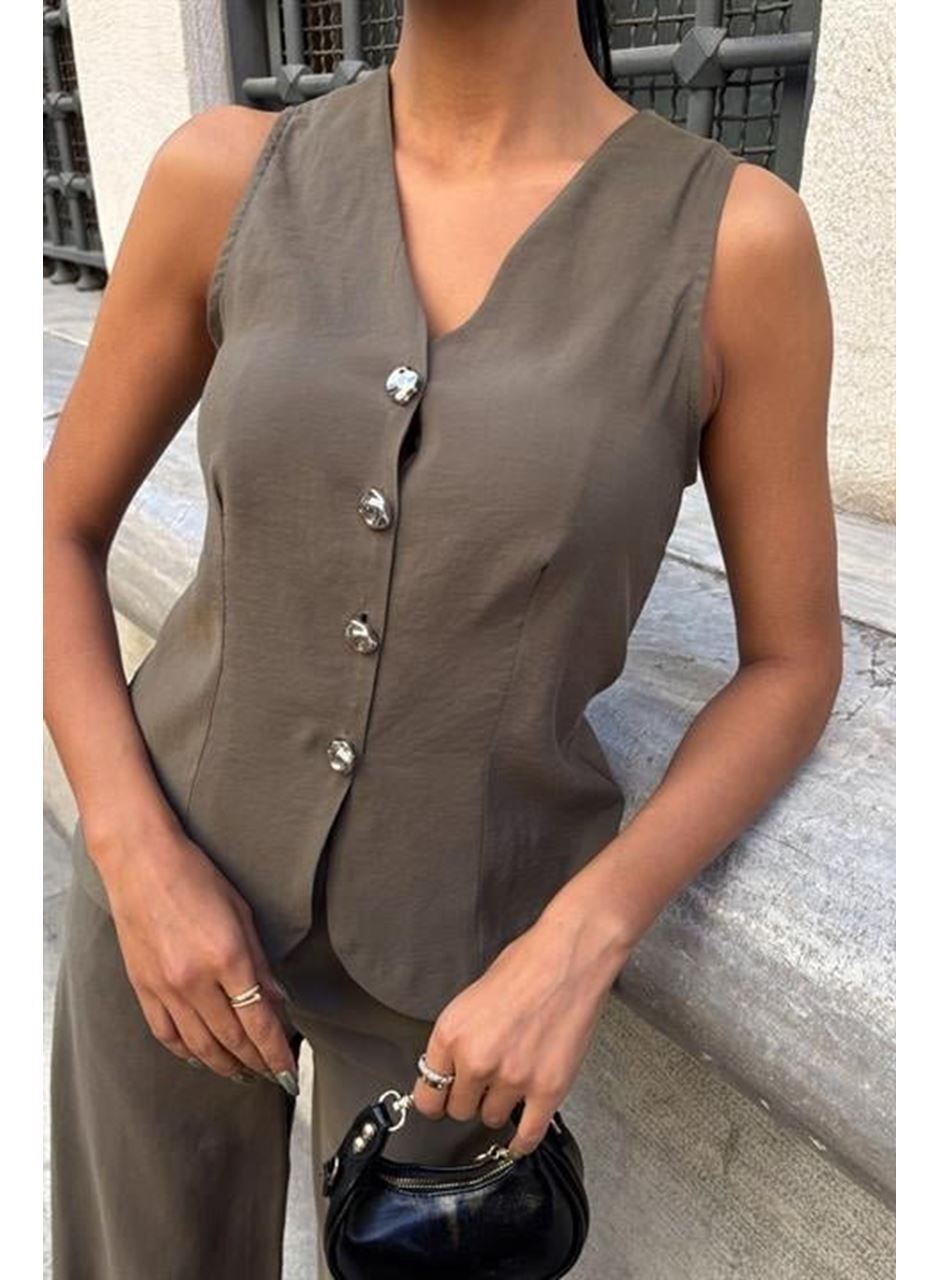 Arkası Bağcıklı Yelek Plazza Pantolon Modal Takım 10202-08