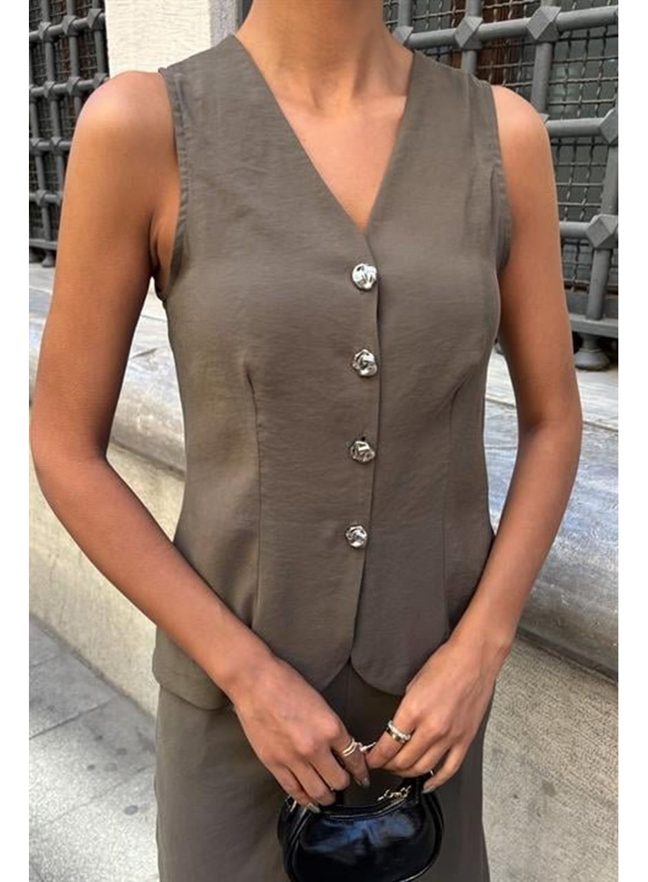 Arkası Bağcıklı Yelek Plazza Pantolon Modal Takım 10202-08